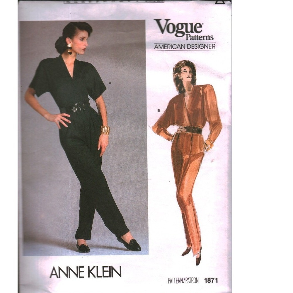 Vogue 1871 Anne Klein American Designer Jumpsuit Sewing Pattern Size 16 Vintage